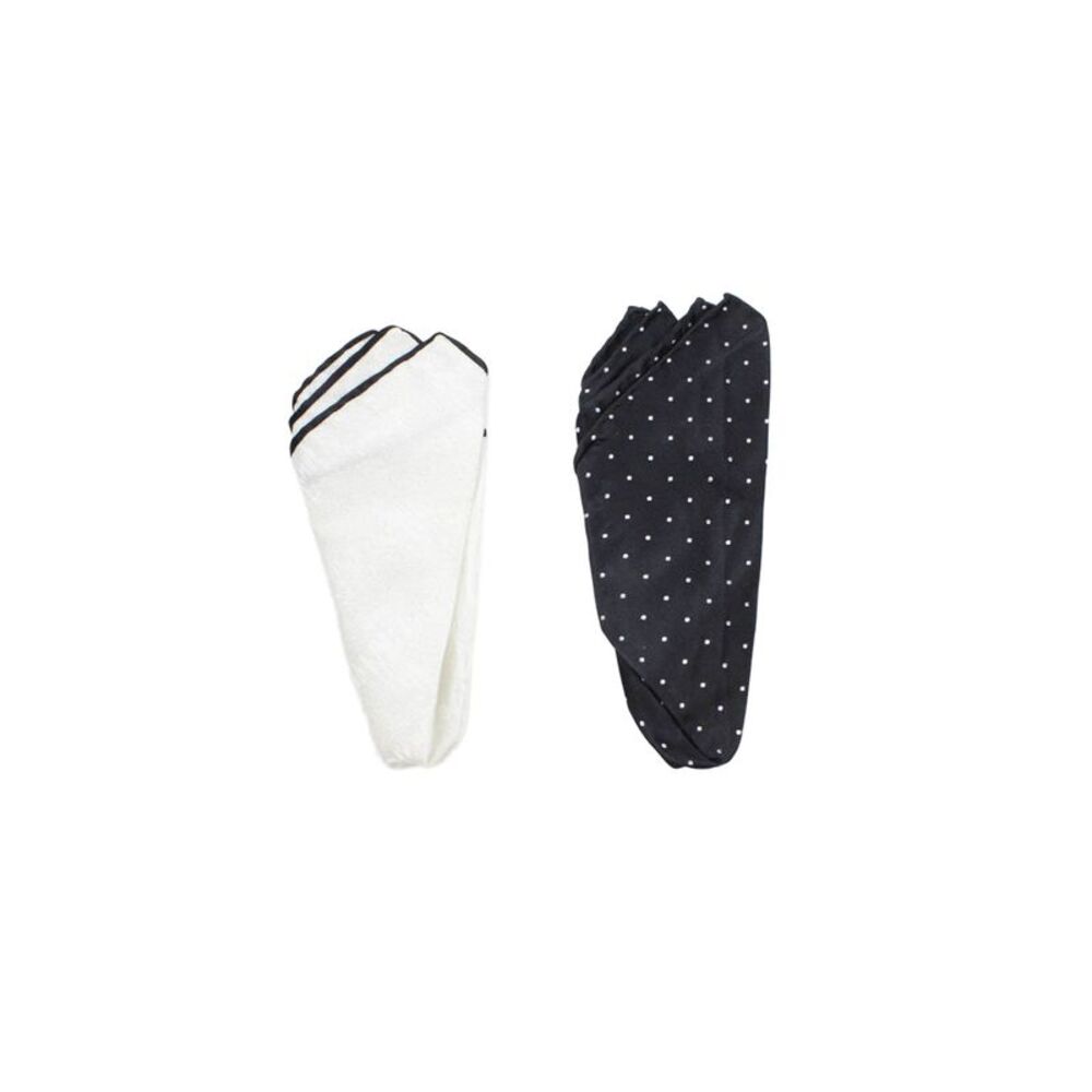 Designer Mens Silk Pleated Detail Pocket Squares Set Of 2 Multicolor